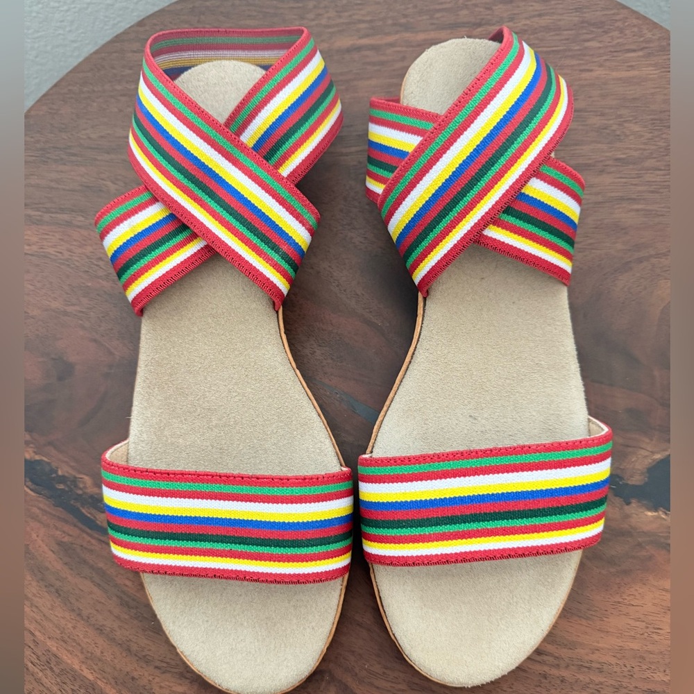 CHARLESTON SHOE CO. Benjamin Women’s Multicolor Striped Elastic Sandals (New)